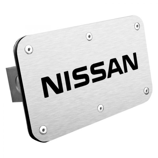 Autogold® - Brushed Hitch Cover with Nissan Name Logo for 1-1/4" Receivers