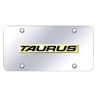 Autogold® - Chrome License Plate with 3D Gold Taurus Logo