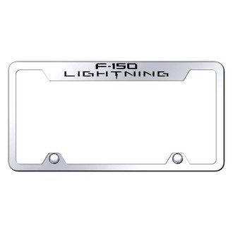 Autogold® - Truck Chrome License Plate Frame with Laser Etched F-150 Lightning Logo and Cut-Out
