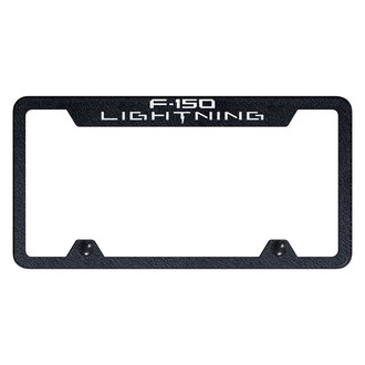 Autogold® - Truck Rugged Black License Plate Frame with Laser Etched F-150 Lightning Logo and Cut-Out