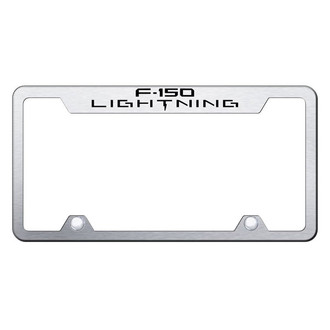 Autogold® - Truck Brushed License Plate Frame with Laser Etched F-150 Lightning Logo and Cut-Out