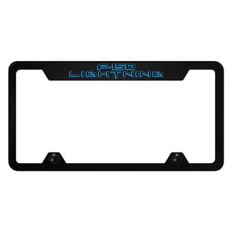 Autogold® - Truck Black License Plate Frame with Laser Etched F-150 Lightning Logo