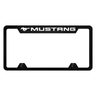 Autogold® - Truck Black License Plate Frame with Laser Etched Mustang Logo