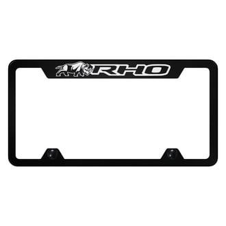 Autogold® - Truck Black License Plate Frame with Laser Etched RHO Rhino Logo