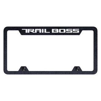 Autogold® - Truck Rugged Black License Plate Frame with Laser Etched Trail Boss Linear Logo