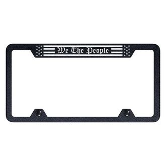 Autogold® - Truck Rugged Black License Plate Frame with Laser Etched We The People Flag Logo