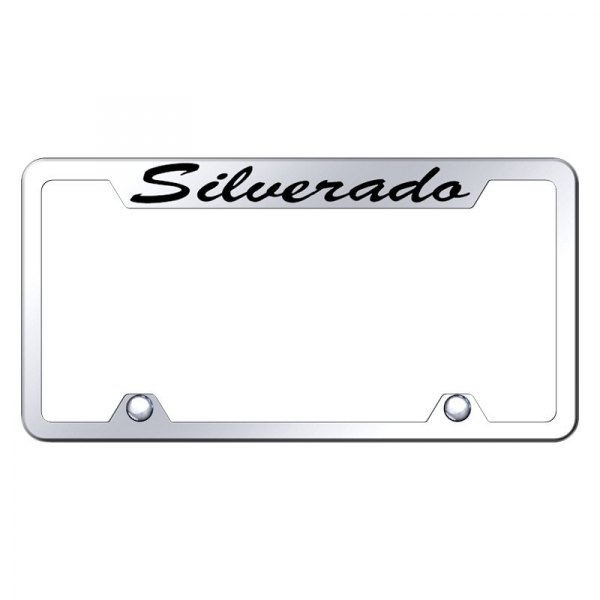 Autogold® - Truck License Plate Frame with Script Laser Etched Silverado Logo