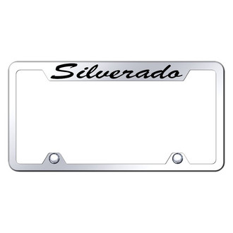 Autogold® - Truck Chrome License Plate Frame with Script Laser Etched Silverado Logo
