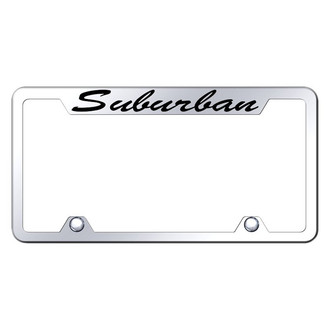 Autogold® - Truck Chrome License Plate Frame with Script Laser Etched Suburban Logo