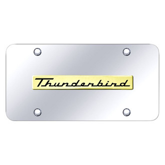 Autogold® - Chrome License Plate with 3D Gold Thunderbird Logo