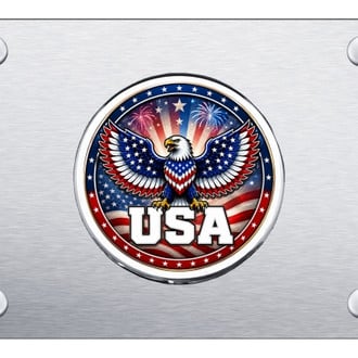 Autogold® - Brushed License Plate with 3D USA Eagle Logo