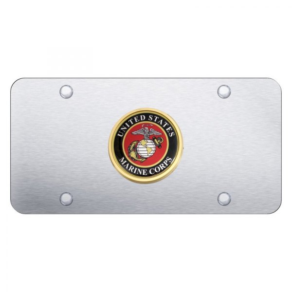 Autogold® - License Plate with 3D U.S. Marine Corps Badge Logo