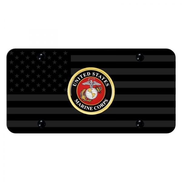 Autogold® - License Plate with Subdued Flag U.S.M.C. Badge Logo