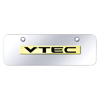 Autogold® - Chrome Mini Size License Plate with 3D Gold VTEC Logo