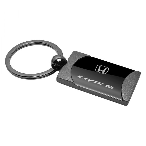 Autogold® - Civic SI Gun Metal Two-Tone Rectangular Key Chain