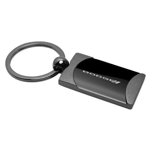 Autogold® - Dodge Stripe Gun Metal Two-Tone Rectangular Key Chain