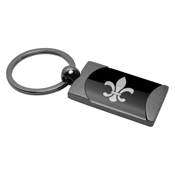 Autogold® - Fleur-De-Lis Gun Metal Two-Tone Rectangular Key Chain