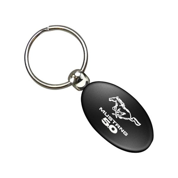 Autogold® - Mustang 5.0 Black Oval Key Chain