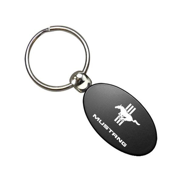 Autogold® - Mustang T-Bar Black Oval Key Chain