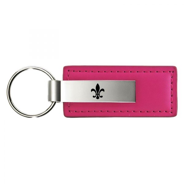 Autogold® - Fleur-De-Lis Pink Leather Teardrop Key Chain