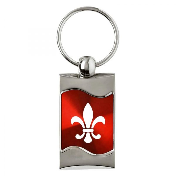 Autogold® - Fleur-De-Lis Red Rectangular Wave Key Chain