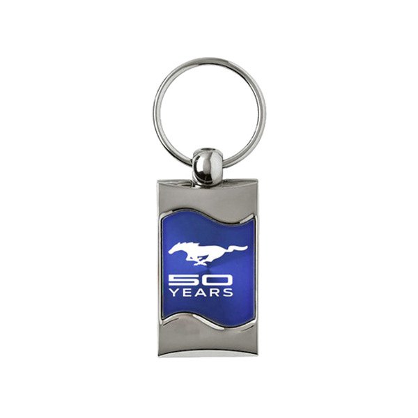 Autogold® - Mustang 50 Years Blue Rectangular Wave Key Chain