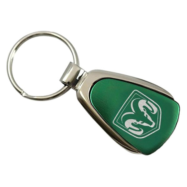 Autogold® - Ram Head Logo Green Teardrop Key Chain