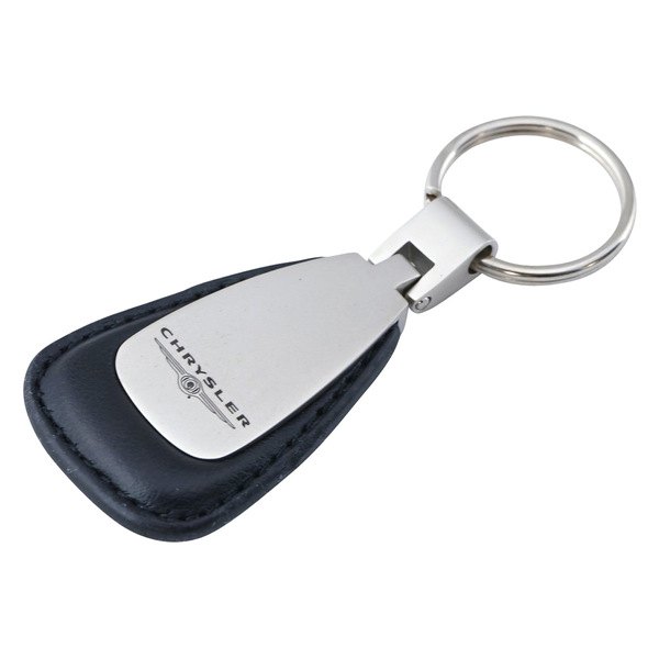 Autogold® - Chrysler Black Leather Teardrop Key Chain