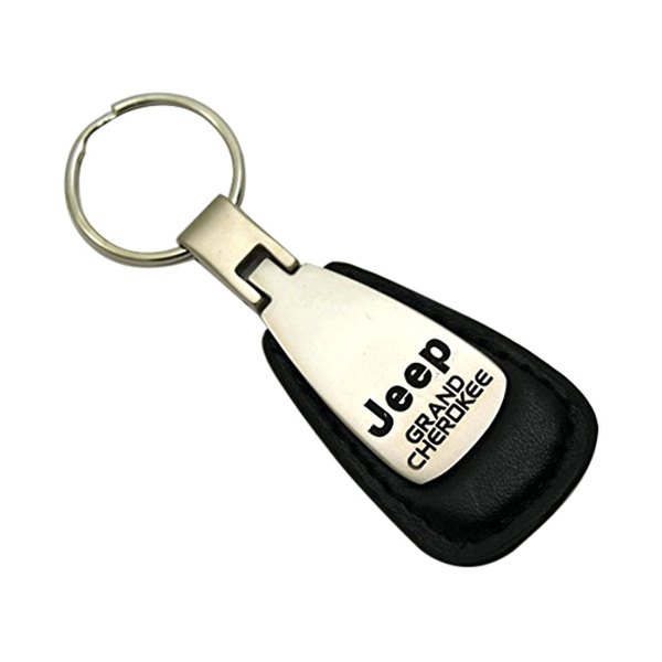 Autogold® - Grand Cherokee Black Leather Teardrop Key Chain