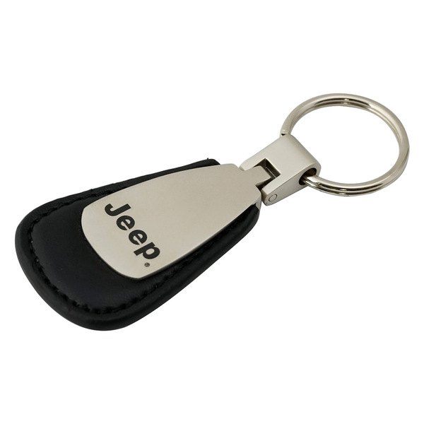 Autogold® - Jeep Black Leather Teardrop Key Chain