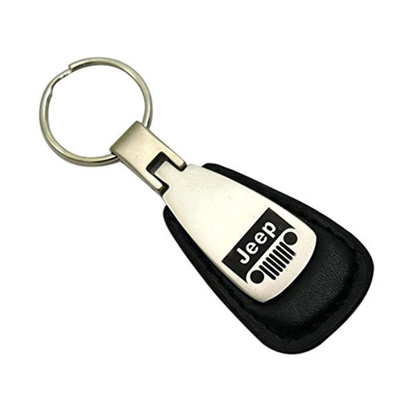 Autogold® - Jeep Grille Black Leather Teardrop Key Chain