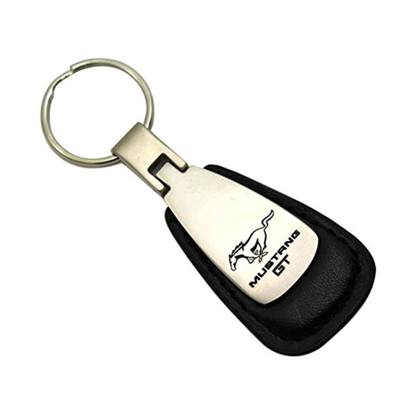 Autogold® - Mustang GT Black Leather Teardrop Key Chain