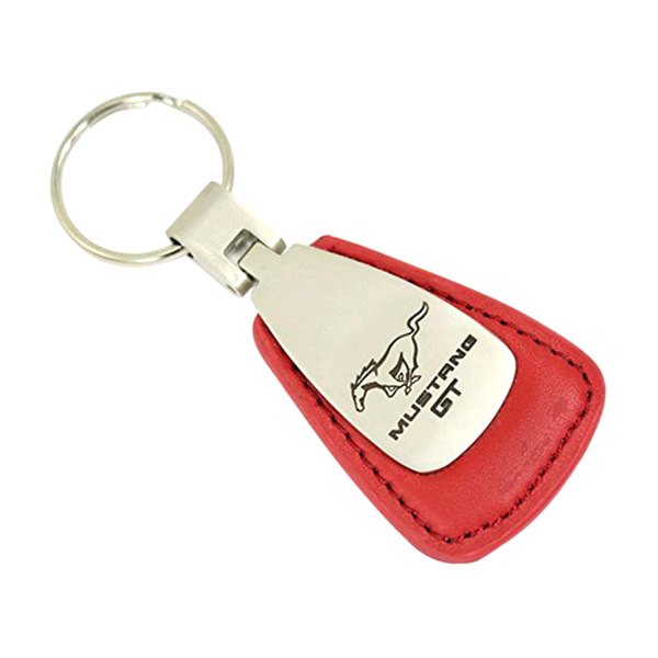 Autogold® - Mustang GT Red Leather Teardrop Key Chain