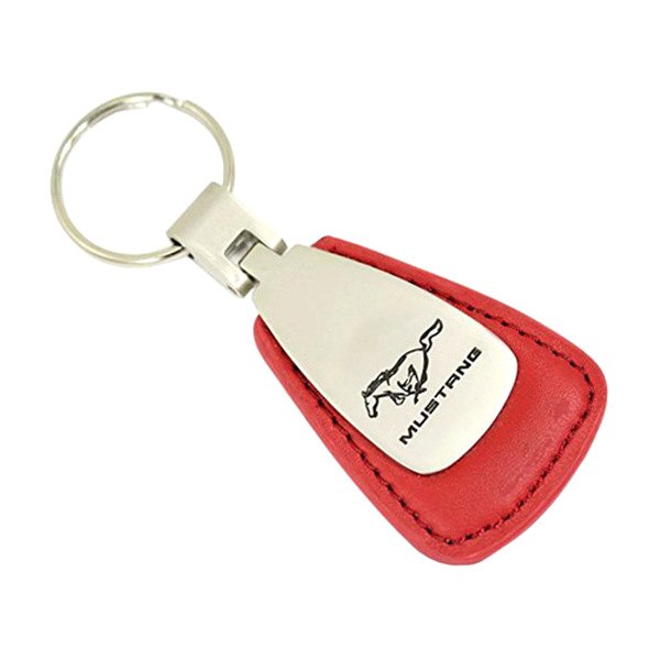 Autogold® - Mustang Red Leather Teardrop Key Chain