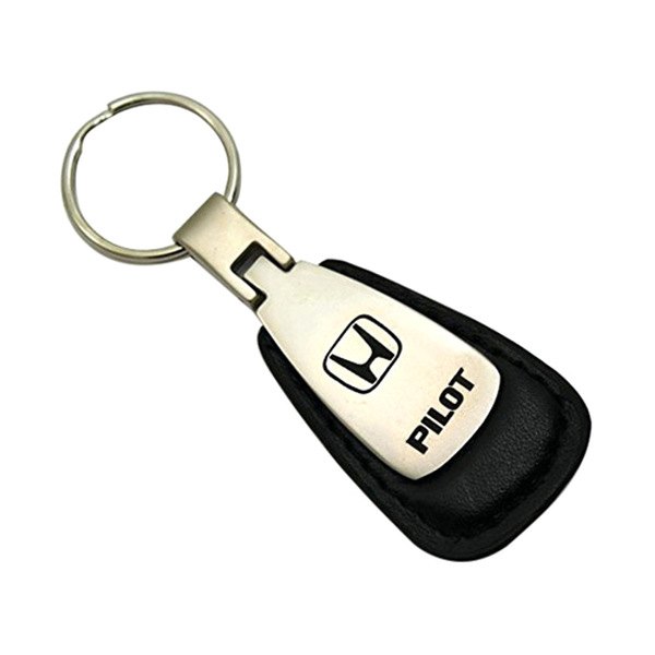 Autogold® - Pilot Black Leather Teardrop Key Chain