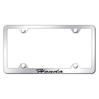 Autogold® - Wide Body Chrome License Plate Frame with Script Laser Etched Honda Logo