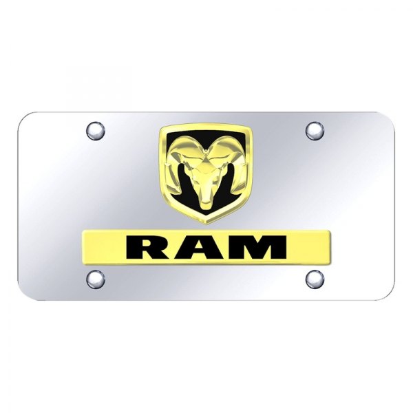 Autogold® - License Plate with Ram OEM Logo and Dodge Emblem