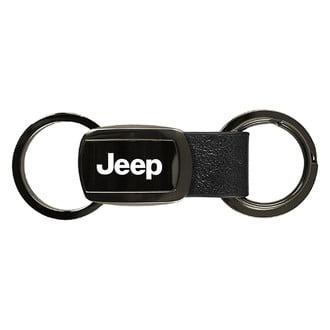 Autogold® - Jeep Gun Metal Double Valet Leather Key Chain