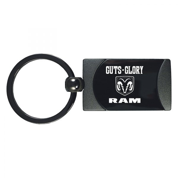 Autogold® - Guts Glory Ram Gun Metal Two-Tone Rectangular Key Chain