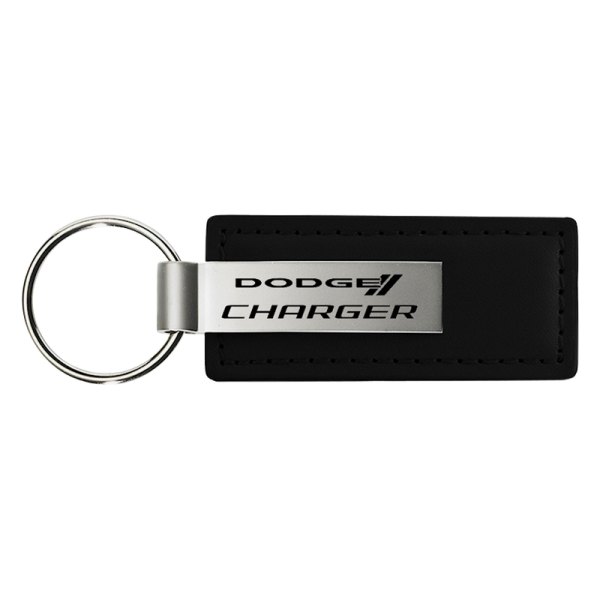 Autogold® - Charger Black Leather Key Chain