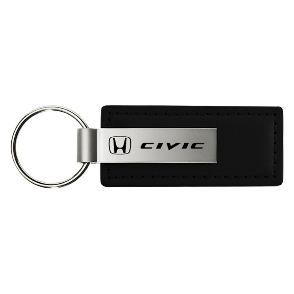 Autogold® - Civic Black Leather Key Chain