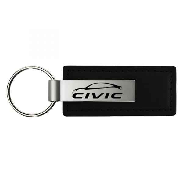 Autogold® - Civic Black Leather Key Chain