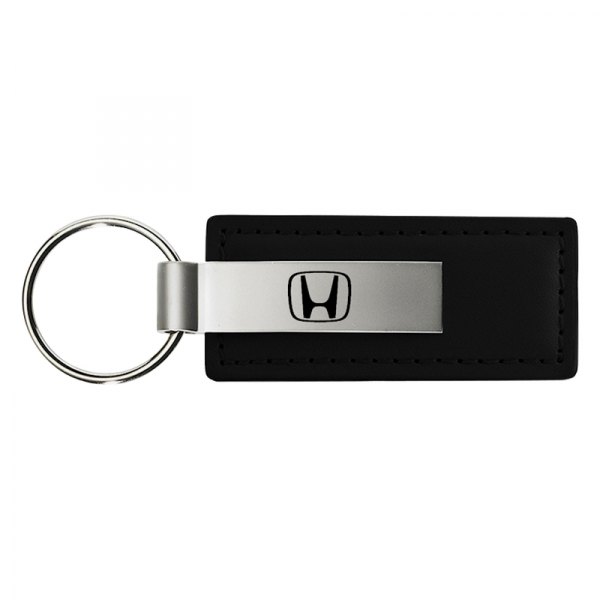 Autogold® - Honda "H" Black Leather Key Chain