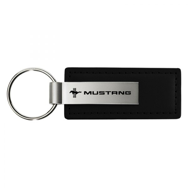 Autogold® - Mustang Tri-Bar Black Leather Key Chain