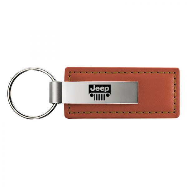 Autogold® - Jeep Grille Brown Leather Key Chain