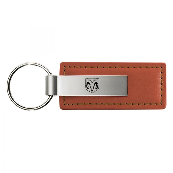 Autogold® - Ram Head Logo Brown Leather Key Chain