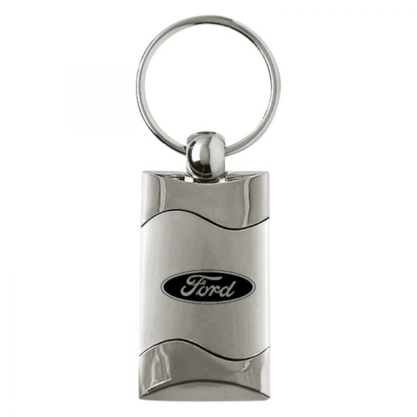 Autogold® - Ford Satin-Chrome Rectangular Wave Key Chain