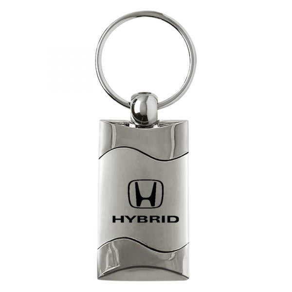 Autogold® - Hybrid (Honda) Satin-Chrome Rectangular Wave Key Chain