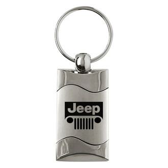 Autogold® - Jeep Grille Satin-Chrome Rectangular Wave Key Chain