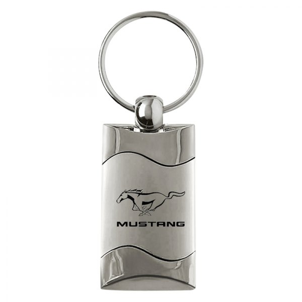 Autogold® - Mustang Satin-Chrome Rectangular Wave Key Chain